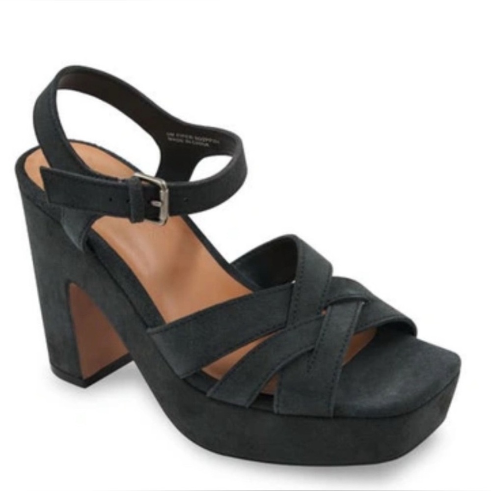 SPLENDID suede dark green platform shoes